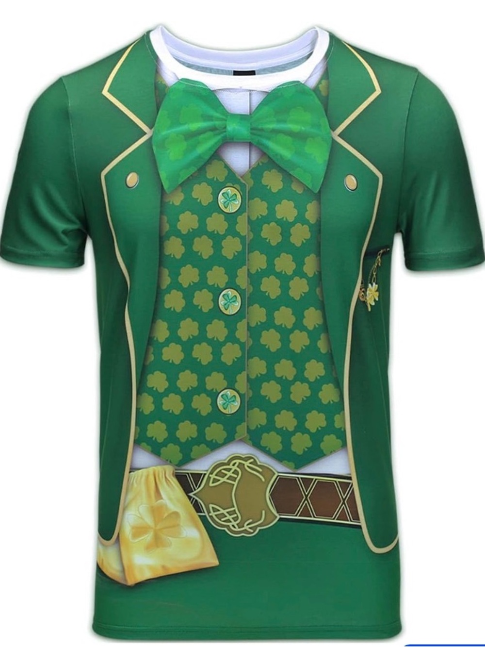 St. Patrick's Day Men's Leprechaun Costume Long Sleeve T-Shirts, Size 3 XL